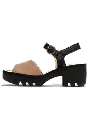 Fly London Femme TULL503FLY Sandal, Taupe/Black, 39 EU