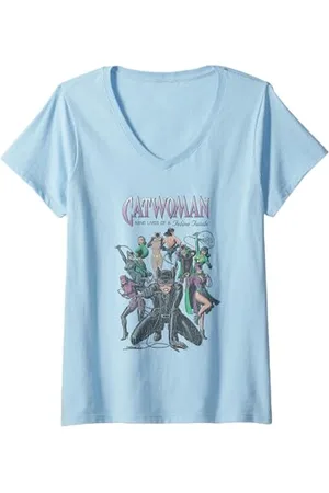 DC Comics Originals Femme Catwoman Feline Fatale T-Shirt avec Col en V