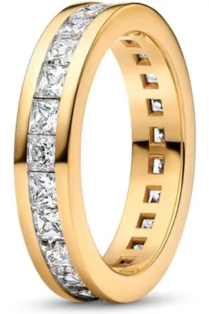 PANDORA Timeless 163797C01-52 Bague en argent sterling plaqué or 14 carats avec oxyde de zirconium Taille 52, Argent sterling, Zircone cubique
