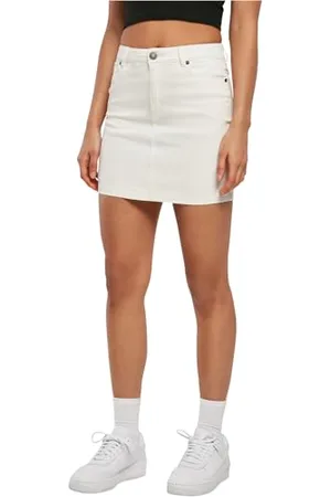 Urban classics Femme Mini Jupe Stretch en Denim pour Femme Jupe, Blanc Cassé, 34