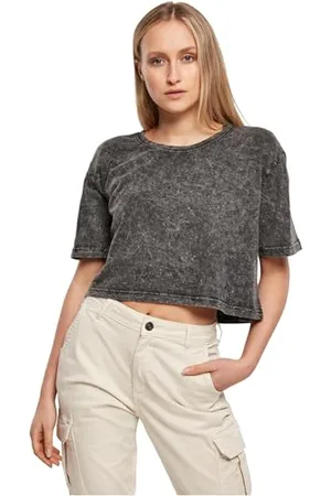Build Your Brand Femme Ladies Acid Washed Cropped Tee T-Shirt, , M EU