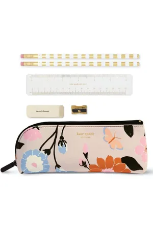 Kate Spade Trousse à stylos et Crayons avec Fournitures Scolaires, Pochette zippée avec 2 Crayons, Taille-Crayon, Gomme et règle, , S, Trousse