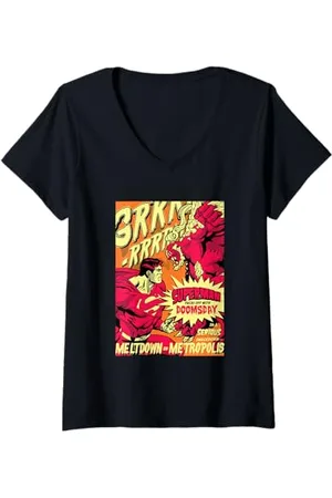 DC Comics Originals Femme Superman Face Off With Doomsday T-Shirt avec Col en V