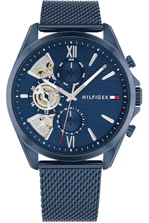 Tommy Hilfiger Montre Analogique Multifunction à Quartz pour Homme avec Bracelet milanais en Acier Inoxydable et en Piel
