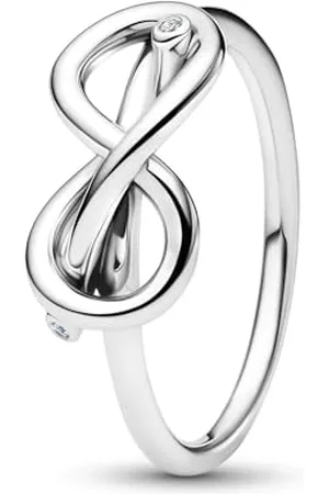 PANDORA Moments 193759C01-58 Bague nœud infini en argent sterling avec oxyde de zirconium Taille 58, Argent sterling, Zircone cubique