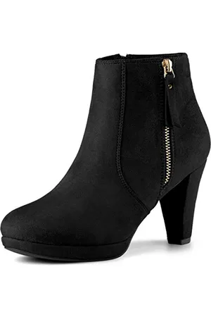 Allegra K Femmes Zip latéral Bas Plate-Forme épais Talon Cheville Bottillons 36