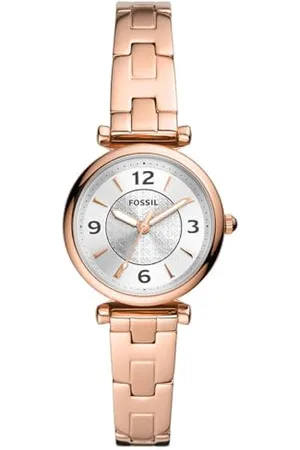 Fossil Carlie Montre pour Femmes, Mouvement à Quartz, Bracelet en Acier Inoxydable ou en Cuir
