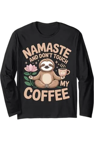 ARTIPALATI Maman Yoga Café Drôle Namaste Slogan Design Fête des Mères Manche Longue