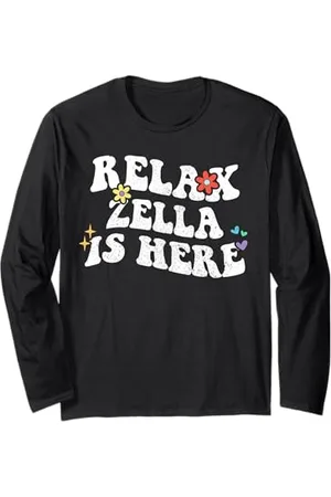 Personalized First Name outfit For Women Retro Groovy Relax ZELLA Is Here Nom amusant pour la fête des mères Manche Longue