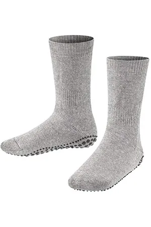 Falke Mixte enfant Catspads chaussons chaussettes picots antidérapants sur la semelle meilleure adhérence épais chauds intérieur bouclette respirants durables coton laine 1 paire, Gris (Light Grey 3400), 27/30