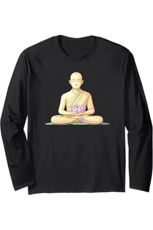 Buy Cool Shirts Moine méditant avec fleur de lotus Manche Longue
