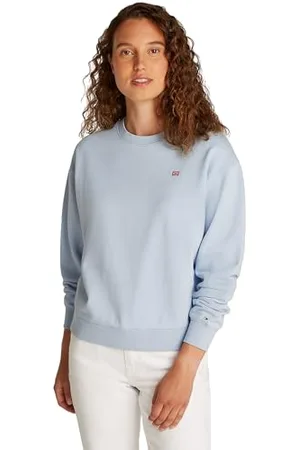 Tommy Hilfiger Sweat Femme Contrast Flag Regular Fit, Bleu (Breezy Blue), XS