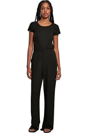 Urban classics Ladies Rib Wid Leg Jumpsuit Combinaison, Black, XS aux Femmes