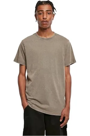 Build Your Brand T- Shirt à col Rond délavé Acid, Darkkaki, S Homme