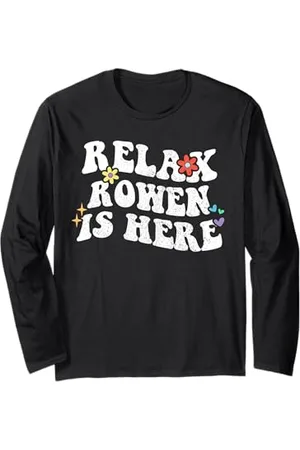 Personalized First Name outfit For Women Retro Groovy Relax ROWEN Is Here Nom amusant pour la fête des mères Manche Longue