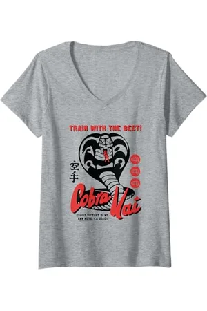 Cobra Kai Femme Annonce rétro T-Shirt avec Col en V