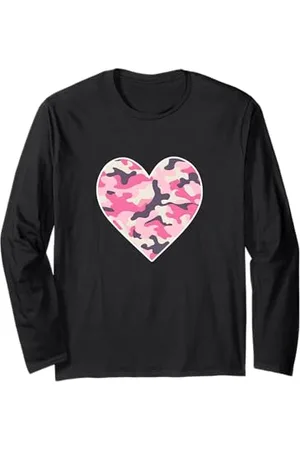 es designs Cœur camouflage rose Manche Longue