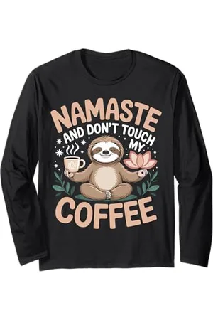 ARTIPALATI Maman Yoga Café Drôle Namaste Slogan Design Fête des Mères Manche Longue