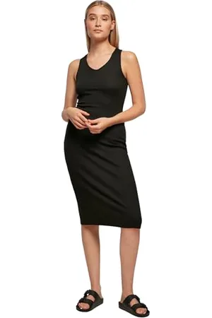 Urban classics Ladies Midi Sleeveless Rib Dress Robe, , S Femmes