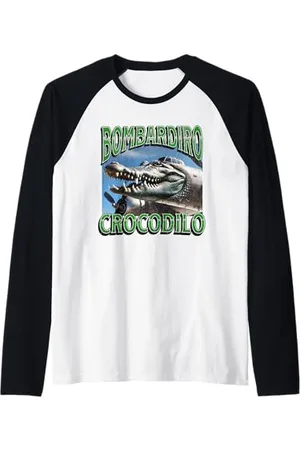 MildlyPerturbed Bombadiro Crocodilo Graphique drôle italien Brainrot Meme Manche Raglan