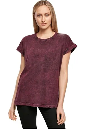 Build Your Brand Ladies Acid Washed Extended Shoulder Tee T-Shirt Femme, , XL