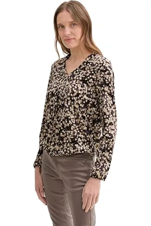 TOM TAILOR 1044142 T-Shirt à Manches Longues, 36557-Carrés aquarelles Neutres, XL Femmes