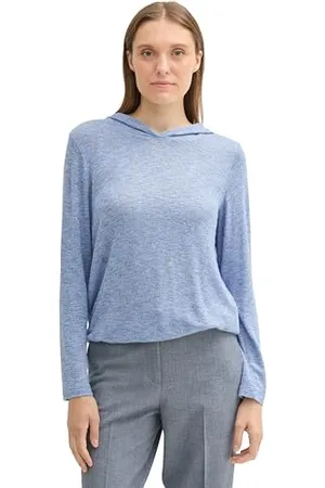 TOM TAILOR 1043694 T-Shirt à Manches Longues, 35899-Calm Blue Melange, L Femmes