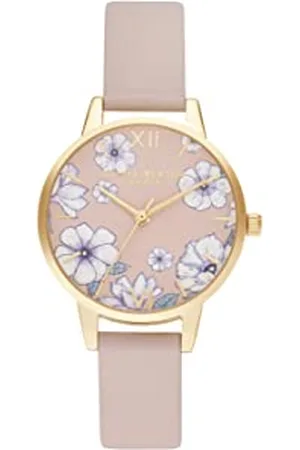 Olivia Burton Montre Analogique à Quartz pour Femme Collection Groovy Blooms avec Bracelet de Cuir Vegan - OB16AN04