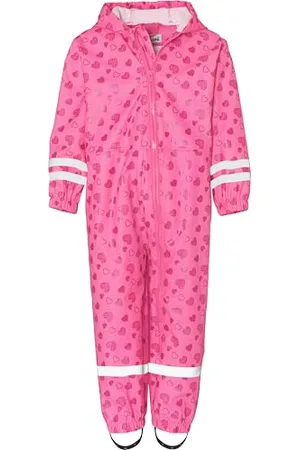 Playshoes Mixte enfant Regen-overall Herzchen Allover Pantalon De Pluie, Rose (Pink 18), 80 EU