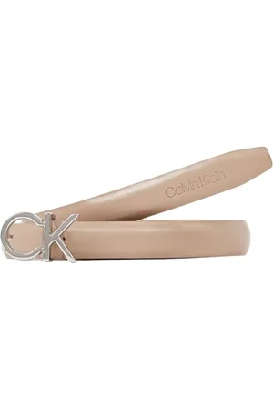 Calvin Klein Ceinture Femme Thin Belt en Cuir, Beige (Chanterelle), 120 cm