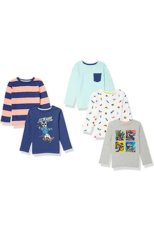 Amazon T-Shirts à Manches Longues Garçon, Lot de 5, , 6-7 ans