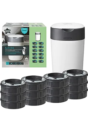 tommee tippee Twist/Click Sangenic Tec Set Débutant Poubelle à Couches Protection Anti-Odeur/Germe Garantie + 12 Recharges, , 1 Unité