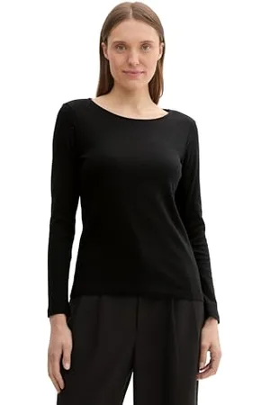 TOM TAILOR 1044392 T-Shirt à Manches Longues, 14482-Deep Black, XXXL Femmes