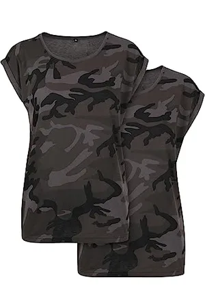 Build Your Brand Lot de 2 t-Shirts à épaules dénudées pour Femme Camo