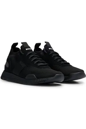 HUGO BOSS Hommes Titanium Runn Baskets TTNM Evo avec Tige en Maille et Finitions en Cuir suédé