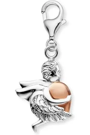 Engelsrufer Pendentif breloque ange avec aile en forme de cœur bicolore en argent sterling - Fermoir mousqueton - Sans nickel, taille unique, Argent sterling, Pas de gemme