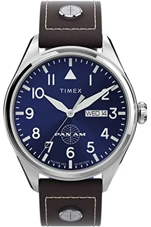 Timex Montre pour Hommes Quartz avec Un Bracelet en Cuir Pan Am
