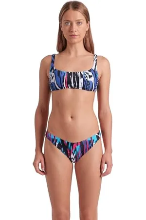 Arena Water Prints Bikini Femme à Bralette, Maillot de Bain pour la Plage et la Piscine en Tissu Élastique Recyclé à Séchage Rapide, avec Bonnets Amovibles et Top à Lacet