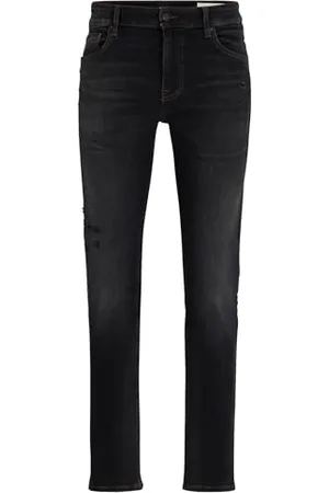 HUGO BOSS Hommes Delaware BC-C Jean Slim Fit en Denim Noir Soft-Motion