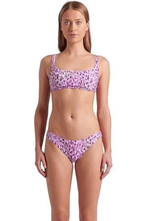 Arena Water Prints Bikini Femme à Bralette, Maillot de Bain pour la Plage et la Piscine en Tissu Élastique Recyclé à Séchage Rapide, avec Bonnets Amovibles et Top à Lacet