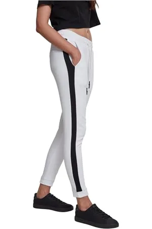 Urban classics Pantalon de Jogging Interlock pour Femme Sport, Blanc (Blanc/Noir 01248)