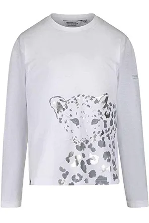 Regatta Wenbie T-Shirt Manches Longues Imprimé Junior en Coton Coolweave Respirant T-Shirts/Polos/Vests Enfant White FR: M (Taille Fabricant: 5-6)