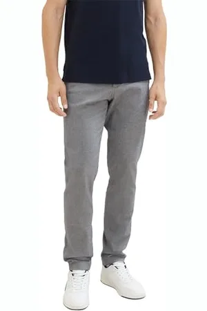 TOM TAILOR 1037547 Pantalons, 32284-Structure en Zigzag Blanc Bleu Marine, 34 W/32 L Homme