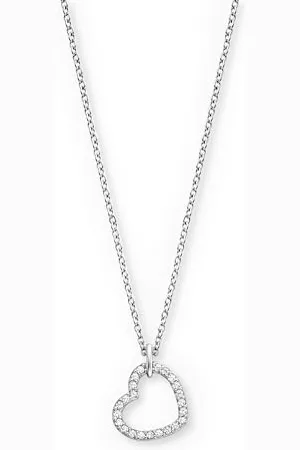 Engelsrufer Chaîne cœur en argent sterling 925 brillant pour femme - Oxyde de zirconium - Fermoir mousqueton - Longueur : 40 + 4 cm, 44 cm, Argent sterling, Zircone cubique