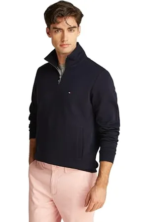 Tommy Hilfiger Sweat avec Fermeture Éclair Homme Essential Intechno 1/4 Zip avec Col Montant, Bleu (Desert Sky), XL