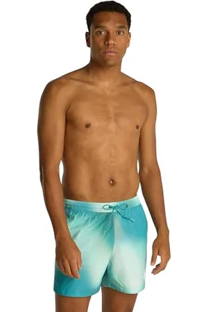Calvin Klein Short de Bain Homme Medium Drawstring-Print Mi-Long, Multicolore (Ck Ombre Blue Aop), L