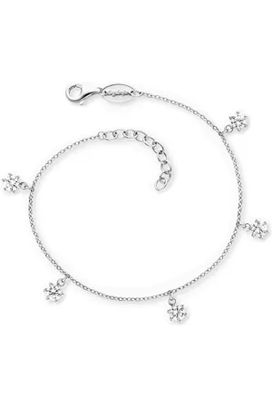 Engelsrufer Bracelet pour femme en argent sterling avec 5 pendentifs en oxyde de zirconium, fermoir mousqueton, longueur réglable, sans nickel, taille : 17 + 3 cm, 17+3cm, Argent sterling, Oxyde de