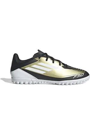 adidas Mixte F50 Club Messi Football Boots Turf Chaussures, Gold/Footwear White/Carbon Black, 48 2/3 EU