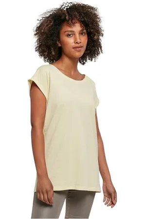 Build Your Brand T- Shirt pour Femme Extended Shoulder, Jaune Soft, XXL