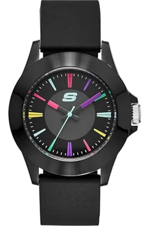 Skechers Montre pour femmes Rosencrans, mouvement à trois aiguilles, boîtier en polycarbonate noir de 40 mm avec bracelet en silicone, SR6079